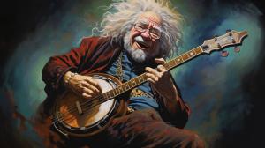 jerry Garcia playing the banjo