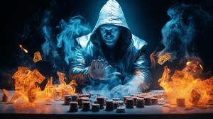 Chilly poker player made of ice and fire

