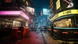 Dragon city hall and Oates of Cyberpunk 2077 in bar japan wacky race
