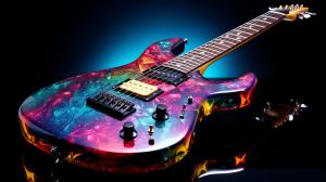 80s electric guitar with a Floyd Rose and sparkle paint, highly detailed