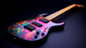 80s electric guitar with a Floyd Rose and sparkle paint, highly detailed