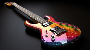 80s electric guitar with a Floyd Rose and sparkle paint, highly detailed