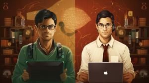 upsc student on the left side and programmer on the right side