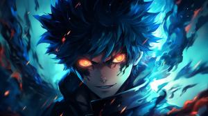 Dabi from My hero academia, surrounded by blue flames. 