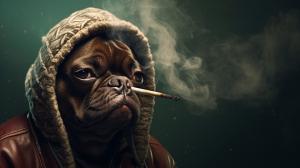 Dog pug rapper smoking