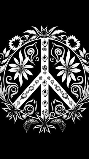 Black and white peace symbol
