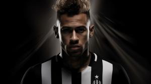  A black and white wallpaper that includes Neymar Junior