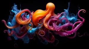 abyss
octopus
squid
multicolored
smoke