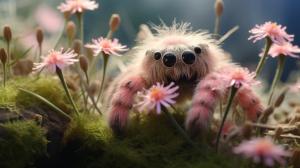 fluffy tarantula cute flowers grass