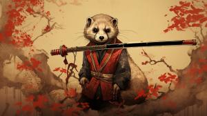 old style japan traditionnal ferret samuraï