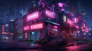 neon axolotl city