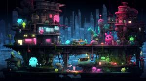 neon axolotl city