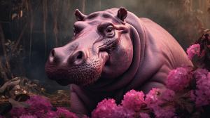 jungle pink hippopotamus