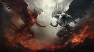 Angels and demons fighting
