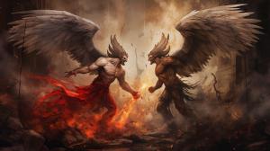 Angels and demons fighting
