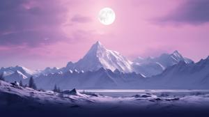 Snow mountins moon purple