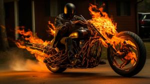 Ghost rider in a duke 890 motorcycle
