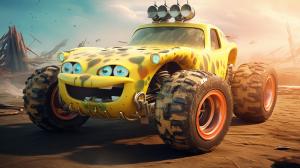 spongebob in a super car