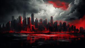 red white and black city