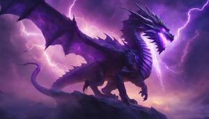 Dragon with purple lightning 4k