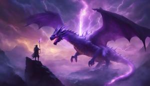 Dragon with purple lightning 4k