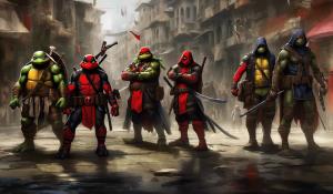 Tmnt and deadpool and ezio 