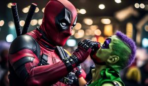 Deadpool choking joker