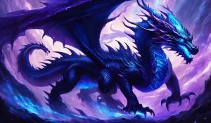 Black blue purple black dragon