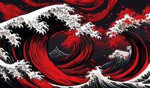 black and red wave of kanagawa