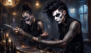 with his favorite metal Straight razor in his hand  Andy Biersack an his Four band members Black Veil Brides Become the Demon barber of fleet streetSick and twisted Sweeney ToddAn will forever be Known as the Bleeder