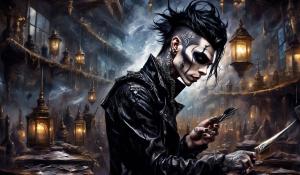 with his favorite metal Straight razor in his hand  Andy Biersack an his Four band members Black Veil Brides Become the Demon barber of fleet streetSick and twisted Sweeney ToddAn will forever be Known as the Bleeder