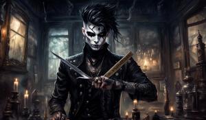 with his favorite metal Straight razor in his hand  Andy Biersack an his Four band members Black Veil Brides Become the Demon barber of fleet streetSick and twisted Sweeney ToddAn will forever be Known as the Bleeder