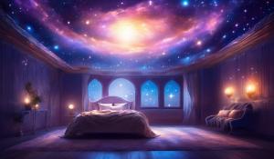 Fantasy bodily shaped bed nebular night light roof