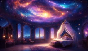 Fantasy bodily shaped bed nebular night light roof