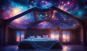 Fantasy bodily shaped bed nebular night light roof