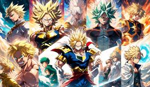 All Might, Izuku Midoriya, Bakugou, and Shoto Todoroki, an  Meliodas, Ban, King, and Diana. These legendary of The Seven Deadly Sins 