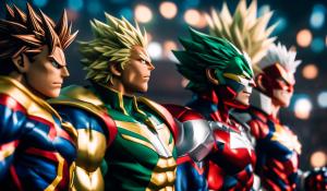 Realistic 4k All Might, Deku, Bakugou, and Shoto Todoroki