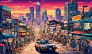 Vintage nissan zNight city Los angelos Vintage anime