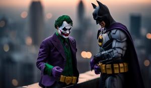 Batman holding Joker over a ledge