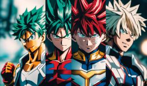  Realistic photographic pictures  of Shoto Todoroki, Izuku Midoriya, All Might and Katsuki Bakugo