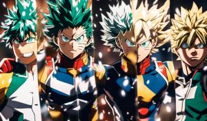  Realistic photographic pictures  of Shoto Todoroki, Izuku Midoriya, All Might and Katsuki Bakugo