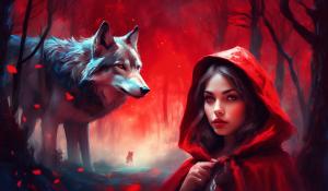 Little red riding hood and a big wolf