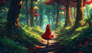 Isekai little red riding hood in a distant forest