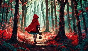 Isekai little red riding hood in a distant forest