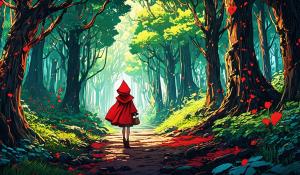 Isekai little red riding hood in a distant forest