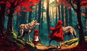 Isekai little red riding hood and one wolf in a distant forest