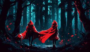 Isekai little red riding hood and the big bad wolf in a distant dark forest