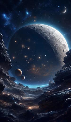 moon, space, stars, planets