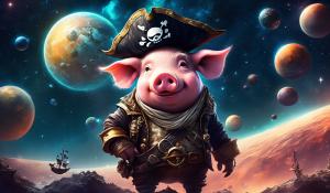 Pirate pig in space planet