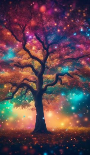 Stylized tree in all the colors of this universe